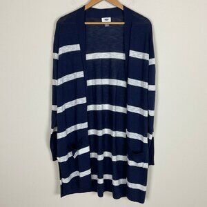 Old Navy Navy Blue and White Striped Cardigan